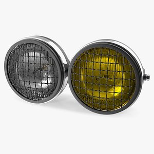 Motorcycle Headlight Pair with Mesh Grill 3D model