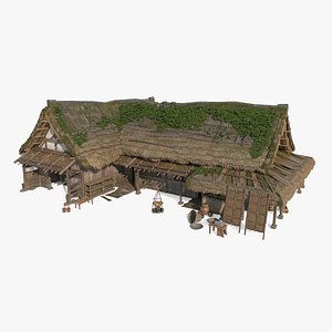 3D The Great Thatched Cottage of Ancient Asian Architecture