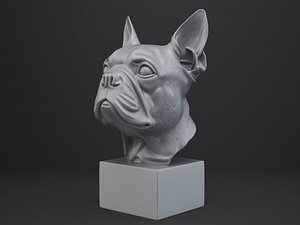 Boston Terrier Dog Bust 3D model