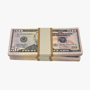 Packs of 50 Dollar Bills 3D model