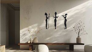 3D model African Women Silhouettes Wall Decor Art
