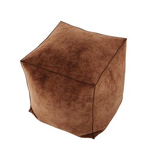 free leather pouf brown 3d model