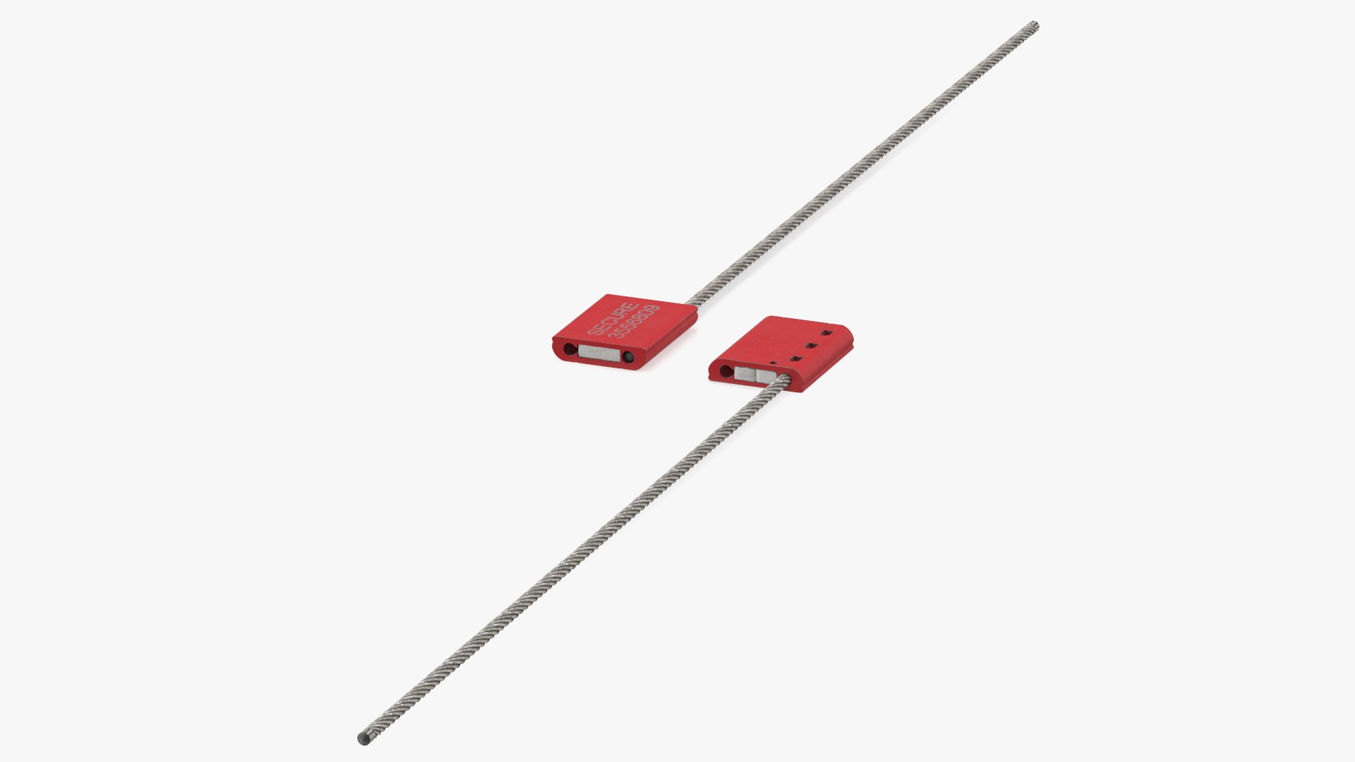 Red Tight Steel Cable Seal Straight 3D model preview
