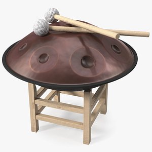 3D Hang instrument on Wooden Stand model