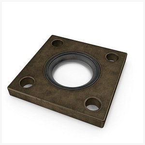 Square Flange SteamPunk With Rubber  PBR 3D model