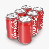 Six Pack of Cans Coca-Cola 3D Model
