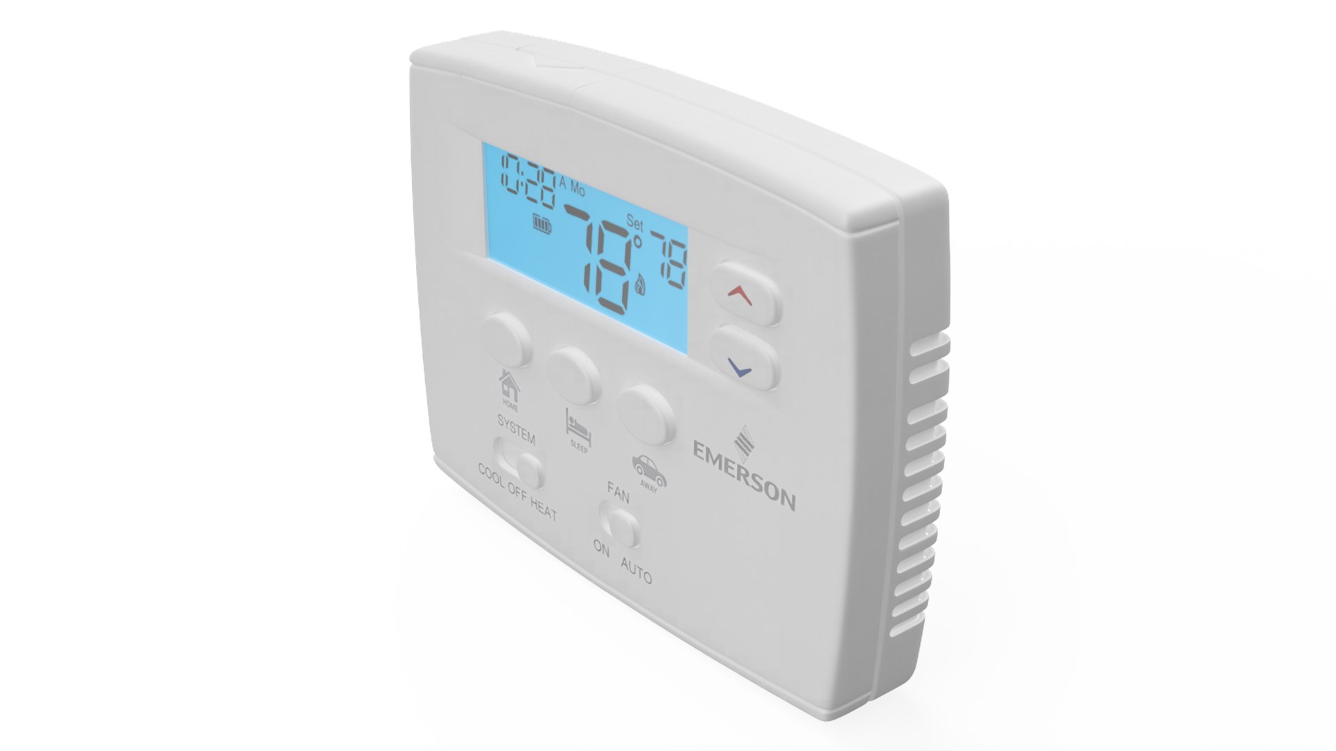 3D model Home Thermostat Emerson 1F80-0261 Switched On https://p.turbosquid.com/ts-thumb/t1/Bx9Goi/7S/homethermostatemerson1f800261switchedonvray3dmodel005/jpg/1701439959/1920x1080/fit_q87/dabc19965ad7fbe5f6f0c53c560d79a3b9a6eac3/homethermostatemerson1f800261switchedonvray3dmodel005.jpg