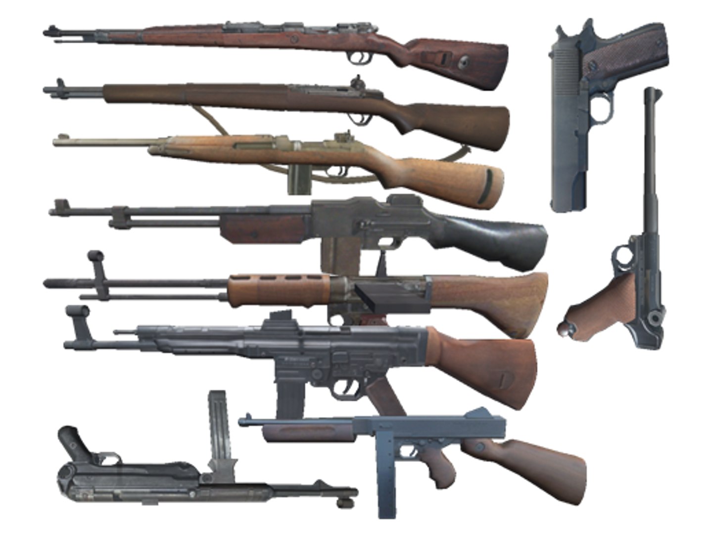 3d World War 2 Guns