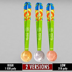 3d model rio olympic medals