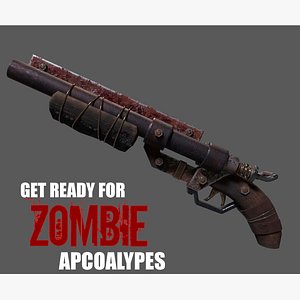 Double barrel shotgun for zombie games 3D