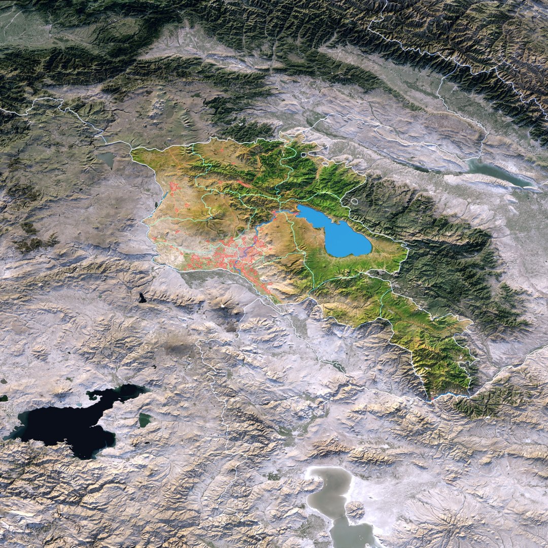 ARMENIA Map - 9K Realistic Satellite Terrain - Elevation 3D Model ...