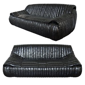 exclusive organic 1970s leather sofa 3d max