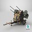 3D model WWII Quad Heavy Machine Gun Turret Camo Pattern