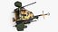 3D model WWII Quad Heavy Machine Gun Turret Camo Pattern