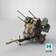 3D model WWII Quad Heavy Machine Gun Turret Camo Pattern