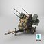 3D model WWII Quad Heavy Machine Gun Turret Camo Pattern