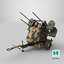 3D model WWII Quad Heavy Machine Gun Turret Camo Pattern