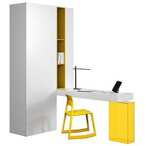 Workplace with bright yellow accents