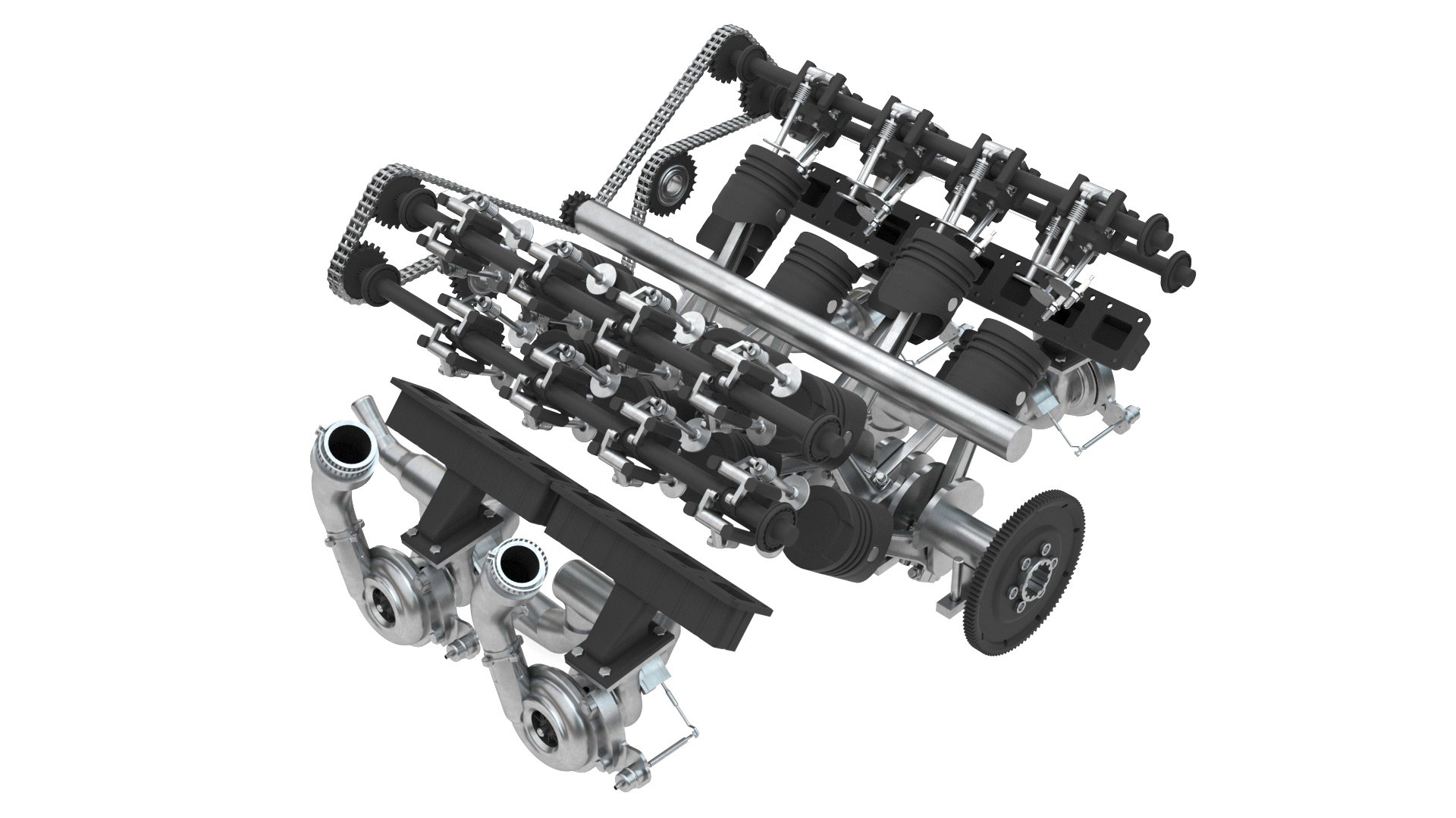 V16 Engine With Interior Parts 3D Model - TurboSquid 2338127