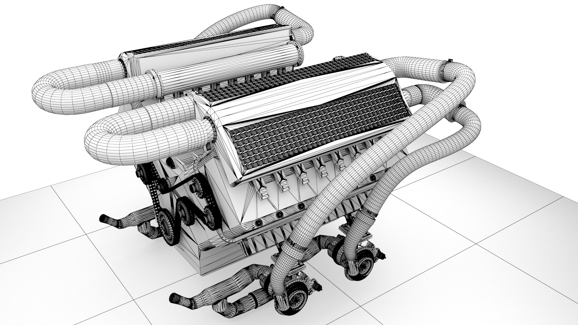 V16 Engine With Interior Parts 3D Model - TurboSquid 2338127