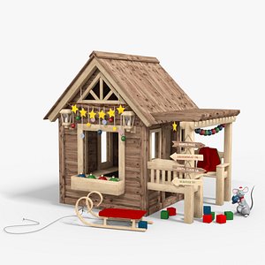 3D Winter Feeling Wood House For Christmas Low-poly 3D model