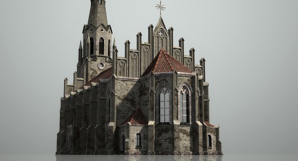 3d model old gothic church