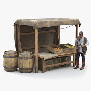 Medieval Farmer in Market 3D model