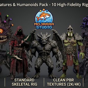 MMO Creatures and Humanoids Pack - 10 High-Fidelity Rigged Characters