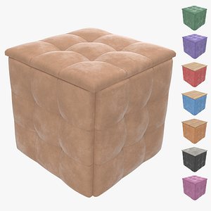 Cube Square Pouf Set Ottoman