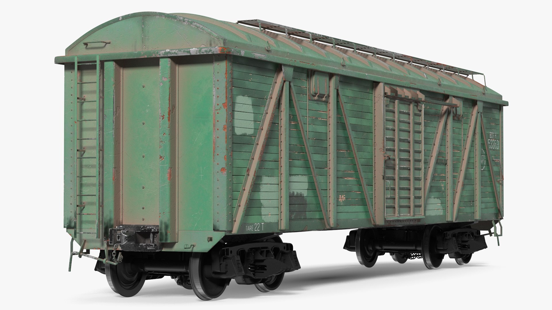 Old Cargo Wagon Green 3D model preview
