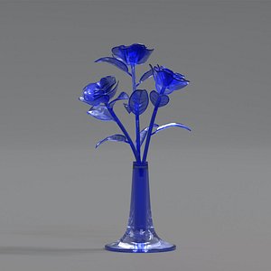 3D Glass Flower Showpiece Blue