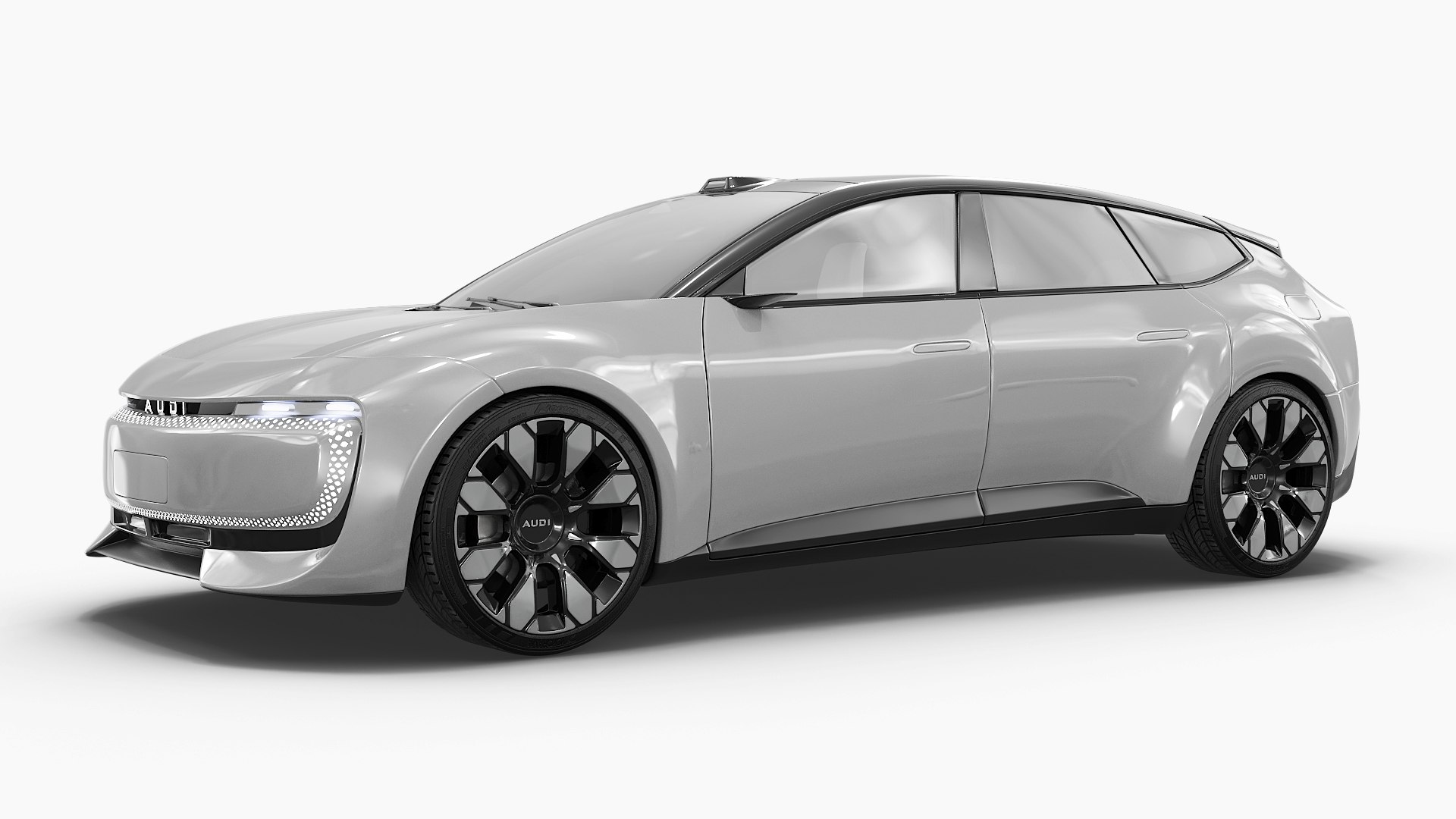 Audi E Advanced Electric Vehicle Gray Rigged 3D model preview