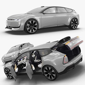 Audi E Advanced Electric Vehicle Gray Rigged 3D model