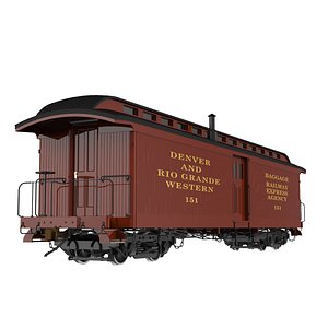 Railroad Baggage Car; "D&RG Narrow Gauge", circa 1885-1935