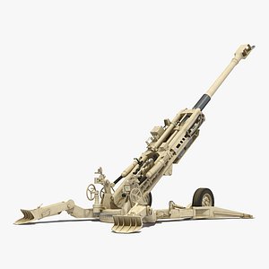 M777 Howitzer 155mm Desert Rigged 3D Model