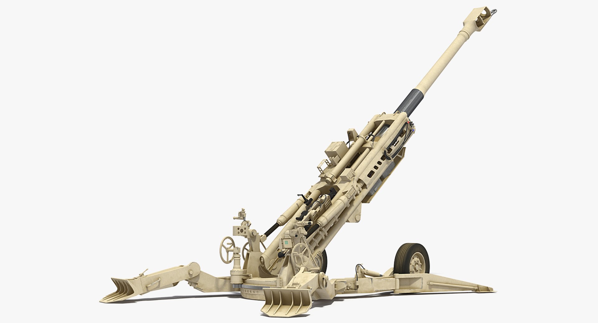 M777 Howitzer 155mm Desert Rigged 3D Model 3D model preview