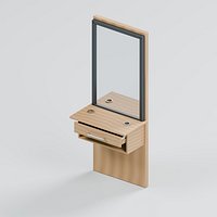 Wall Salon Styling Station with Mirror Drawer and Tool Sockets