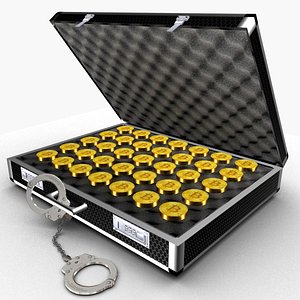 3D Suitcase with bitcoins