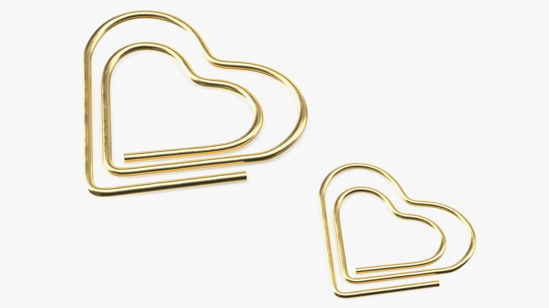 Paper Clip Heart Shape Gold 3D model preview