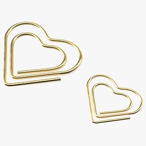 3D model Paper Clip Heart Shape Gold