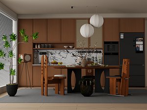 Modern Industrial Loft Restaurant Interior Scene 3D