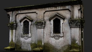 3D model gothic castle mossy wall ruins PBR photogrammetry