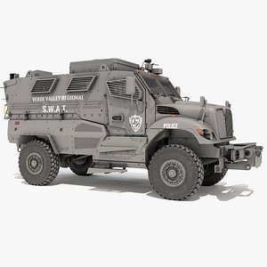 3D Police SWAT Armored Vehicle Grey Rigged for Cinema 4D model