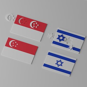 Singapore and Israel Flag 3D model