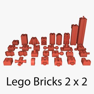 3d model of lego bricks 2x2