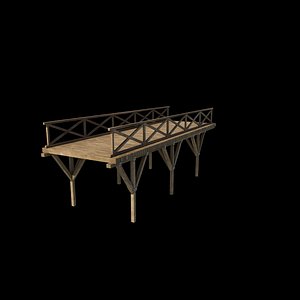 wooden bridge 3D model 3D