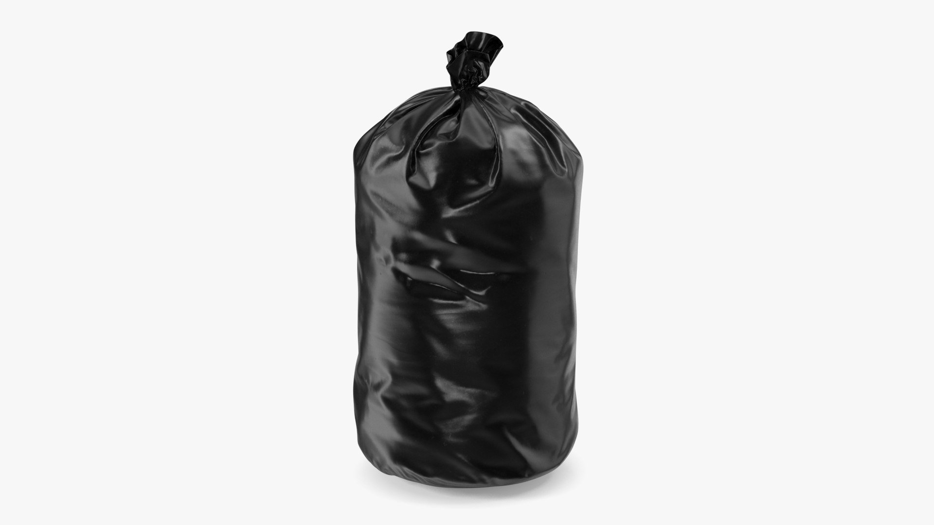Tied Closed Big Black Trash Bag 3D model preview