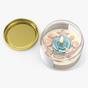 Glass Jar Candle Fire Burns with Cover 3D model