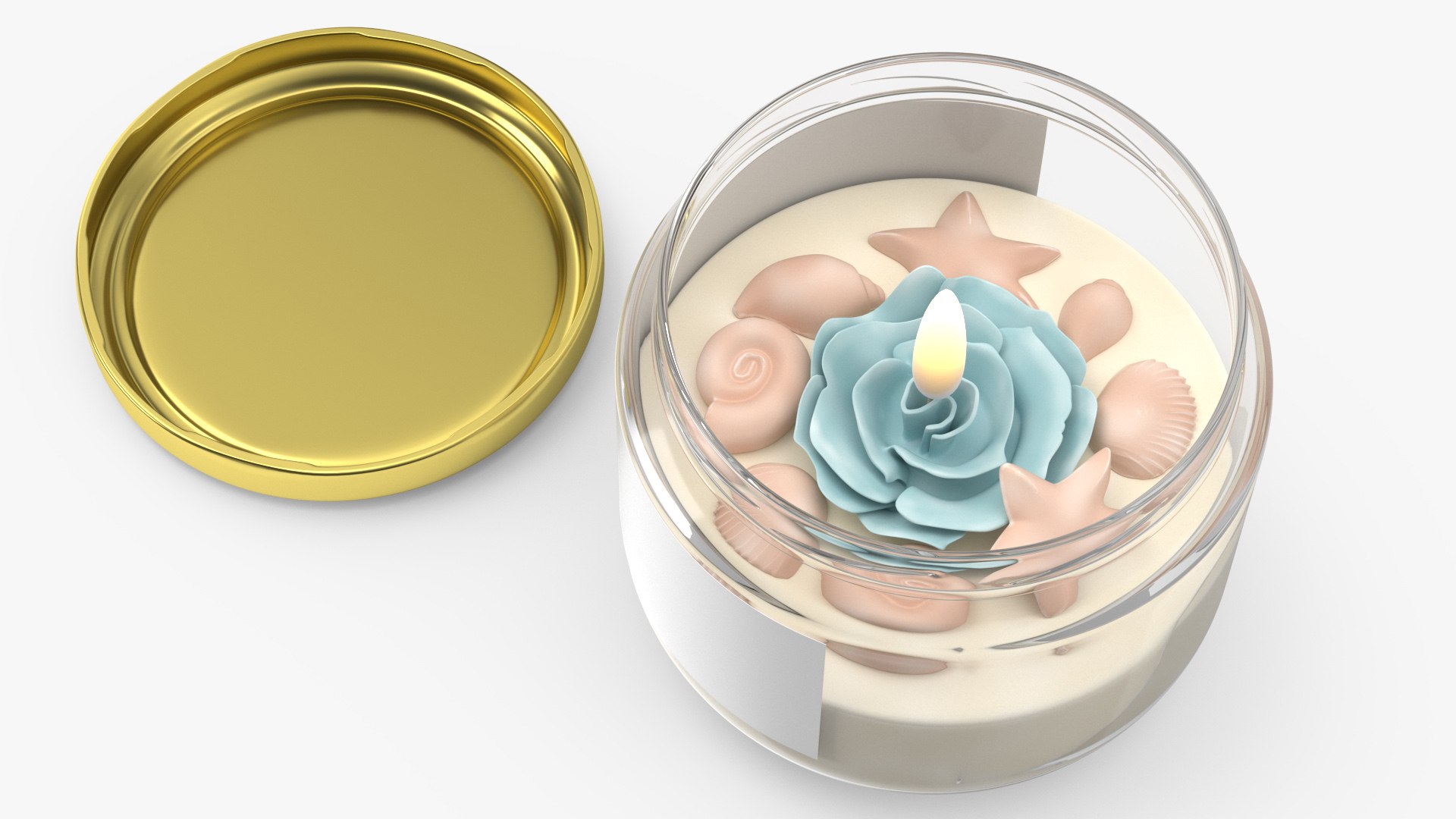 Glass Jar Candle Fire Burns with Cover 3D model preview