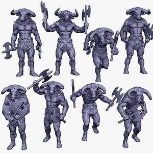 Minotaur Warrior two Axes Pack 1 3D
